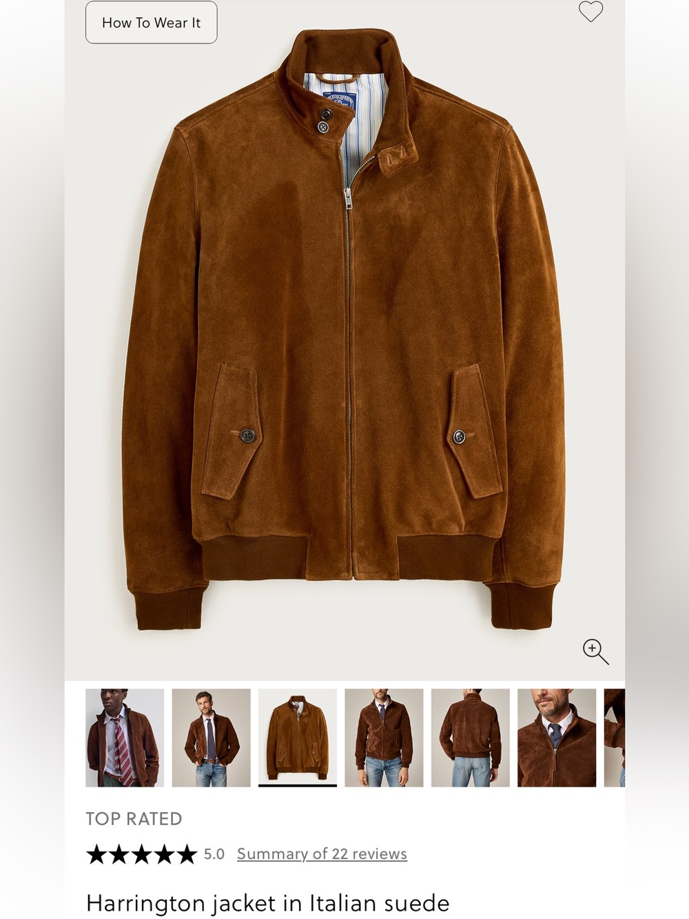 J. Crew Men's Dark Brown Harrington Calf Suede Jacket NWOT - Picture 12 of 12